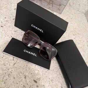 CHANEL Oversized Square Sunglasses in Dark Brown with Gradient Lenses